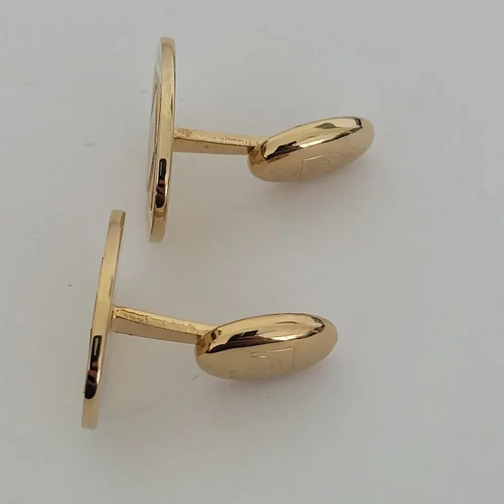Pierre Cardin Cufflinks Gold Tone Logo Oval Geometric Logo Vintage Retro Box‎